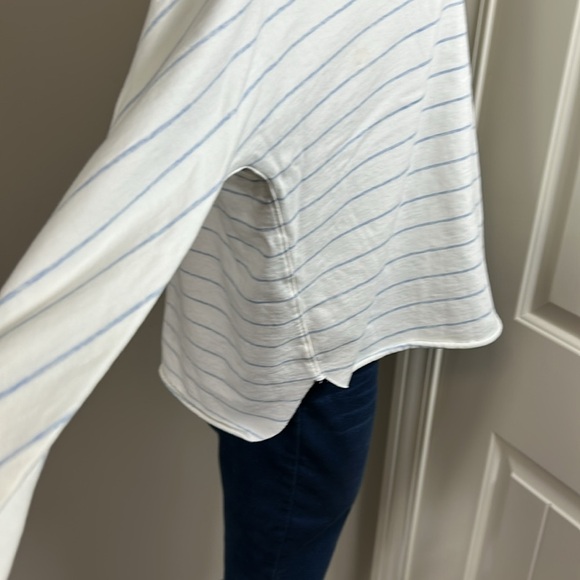 Frank and Eileen Tee Lab Oversized Continuous Sweatshirt White Blue Stripe S - Picture 4 of 13